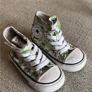 Converse Kids High-Top Sneakers - White with Green Monster Print
